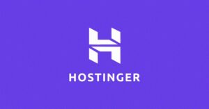 Purple Hostinger web hosting, email and domain service logo.