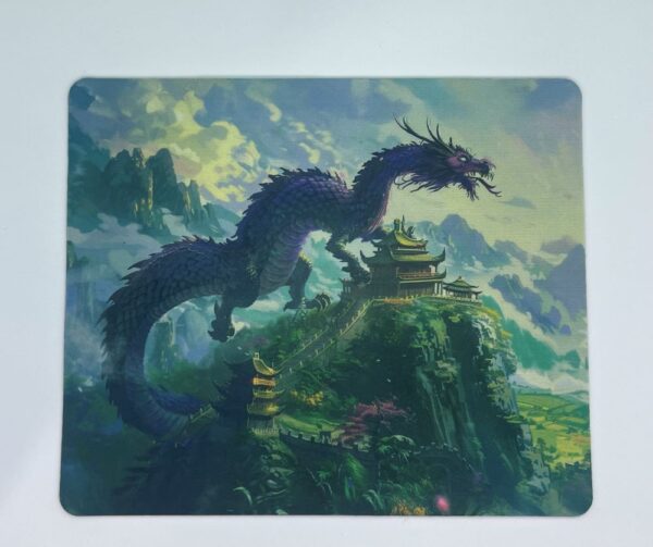 Asian Temple with Purple Guardian Dragon Mousepad - Image 2