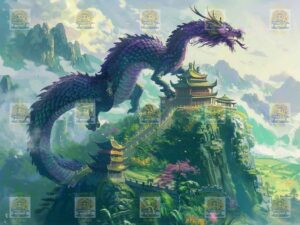Asian Temple Purple Guardian Dragon