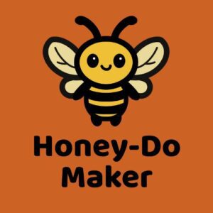 Kawaii bee logo for HoneyDoMaker.com for graphic designs, kawaii characters, seamless patterns, and layered SVGs.
