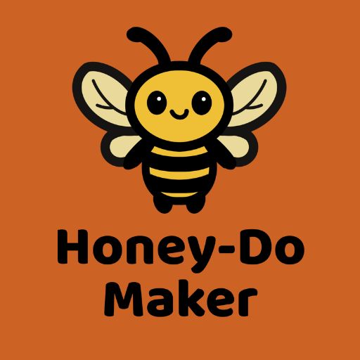 Kawaii bee logo for HoneyDoMaker.com for graphic designs, kawaii characters, seamless patterns, and layered SVGs.